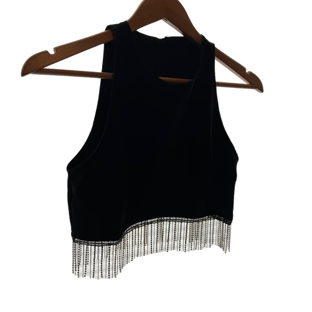 Black Crop with Rhinestones